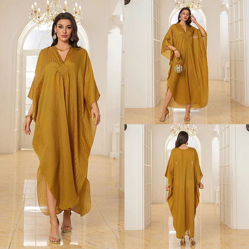 

Элегантное пляжное платье с длинными рукавами для женщин, солнцезащитный купальник, кимоно, легкий полиэстеровый наряд для летнего отдыха