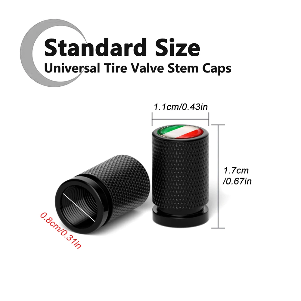 Tire Valve Stem Cap, Tire Air Caps Metal with Plastic Liner Corrosion Resistant Leak-Proof for Car Truck Motorcycle SUV and Bike