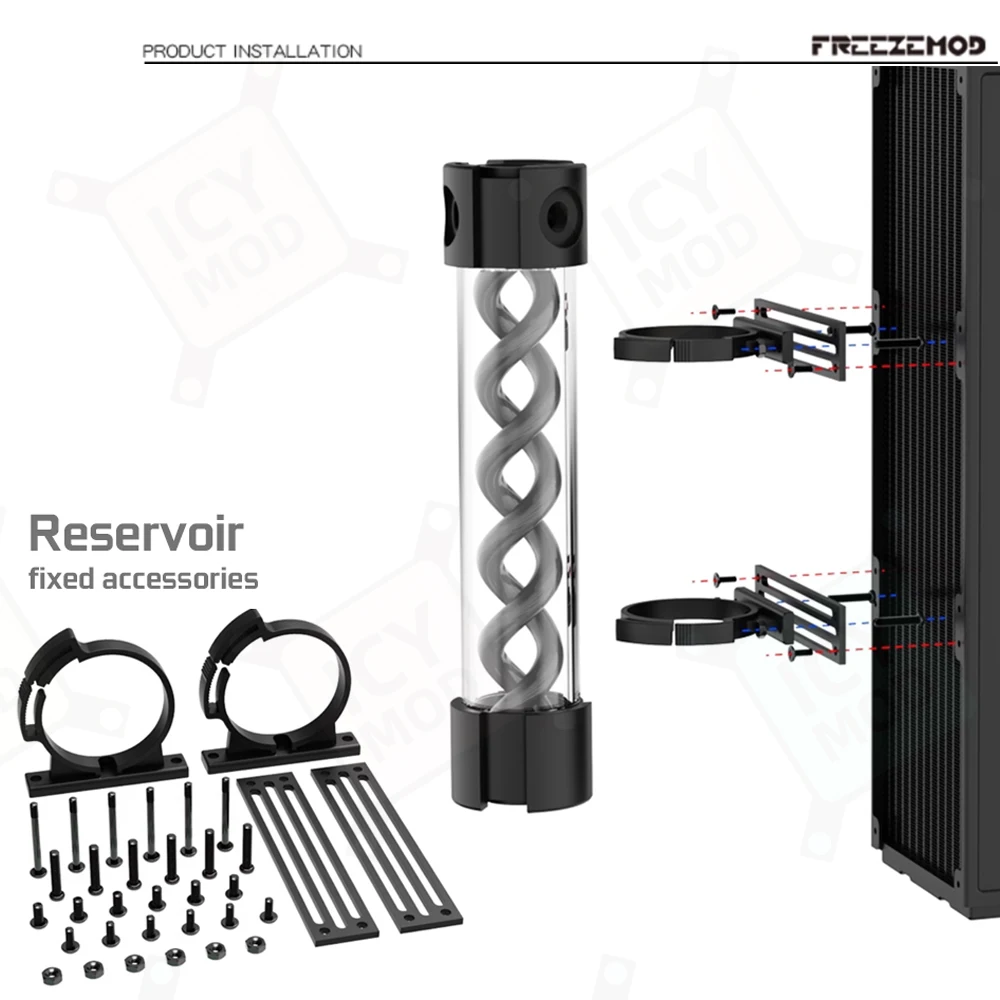 FREEZEMOD DNA Spiral Reservoir OD50MM Acrylic 170mm/220mm/270mm/300mm/320mm Water Cooling Tank G1/4' PC MOD YSX-TBDA