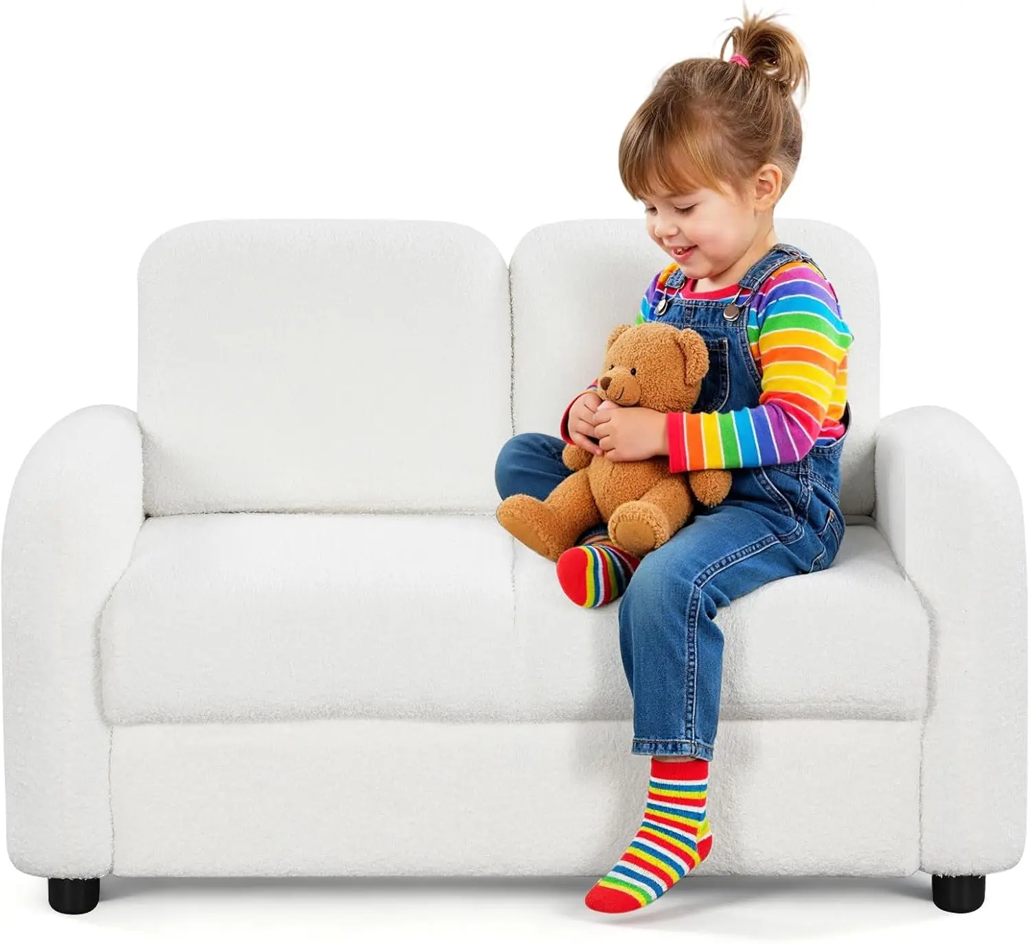 

Стул с подлокотником для малышей, флисом и каркасом из массива дерева, двухместный детский диван для игровой комнаты, спальни, подарка