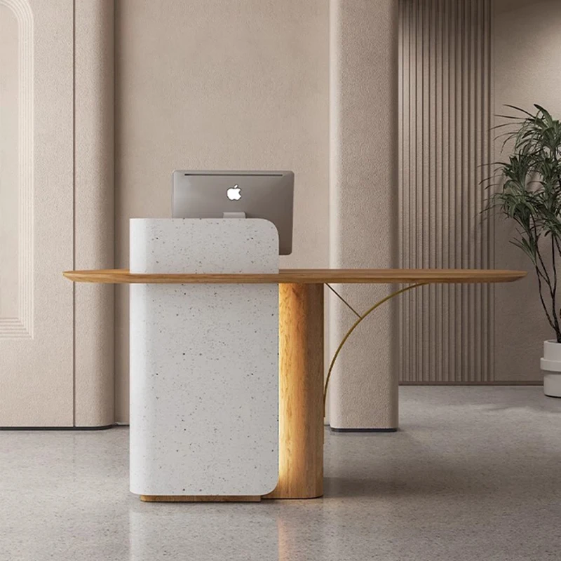 

Front Desk Light Luxury Reception Desks Modern Design Counter Luxury Reception Desks L Shaped Salon Scrivania Office Furniture