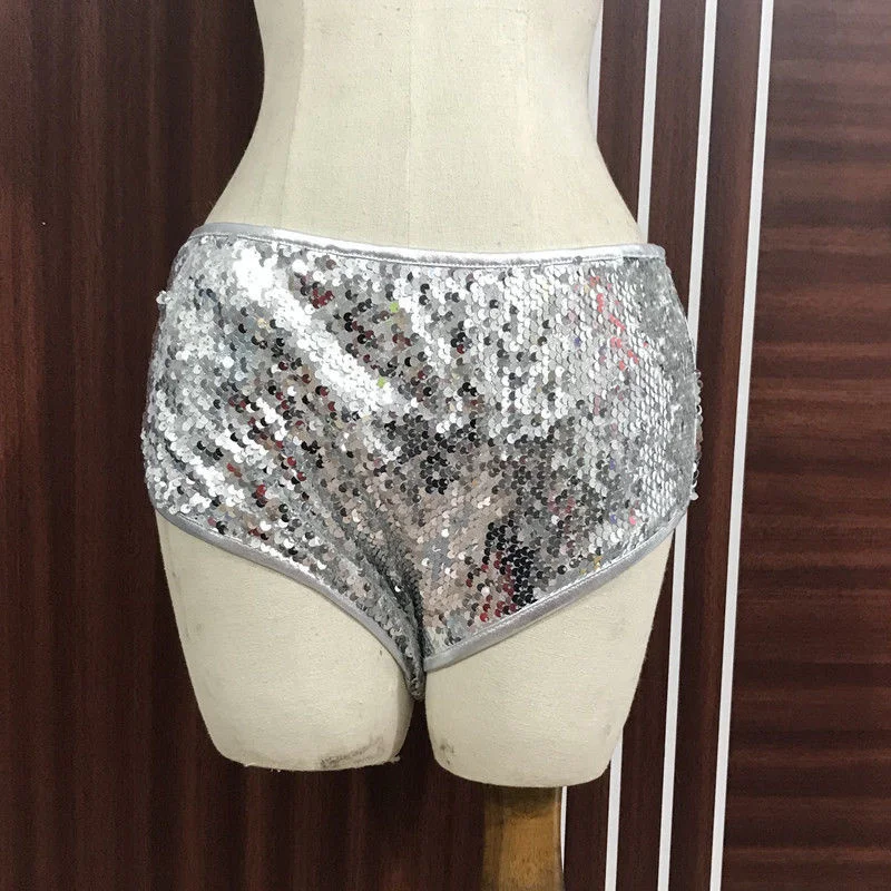 Glossy Sequin Gold Women\'s Sexy Party Club Shorts Lady Dance Glitter Slim Bottoms Chic Plus Size Short Pants