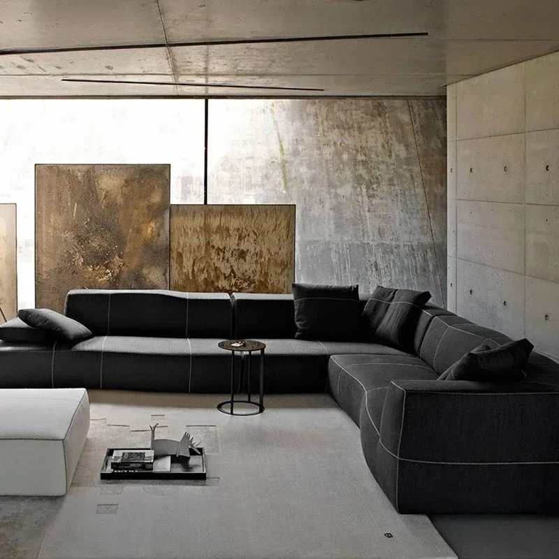 Italian light luxury flannel fabric sofa