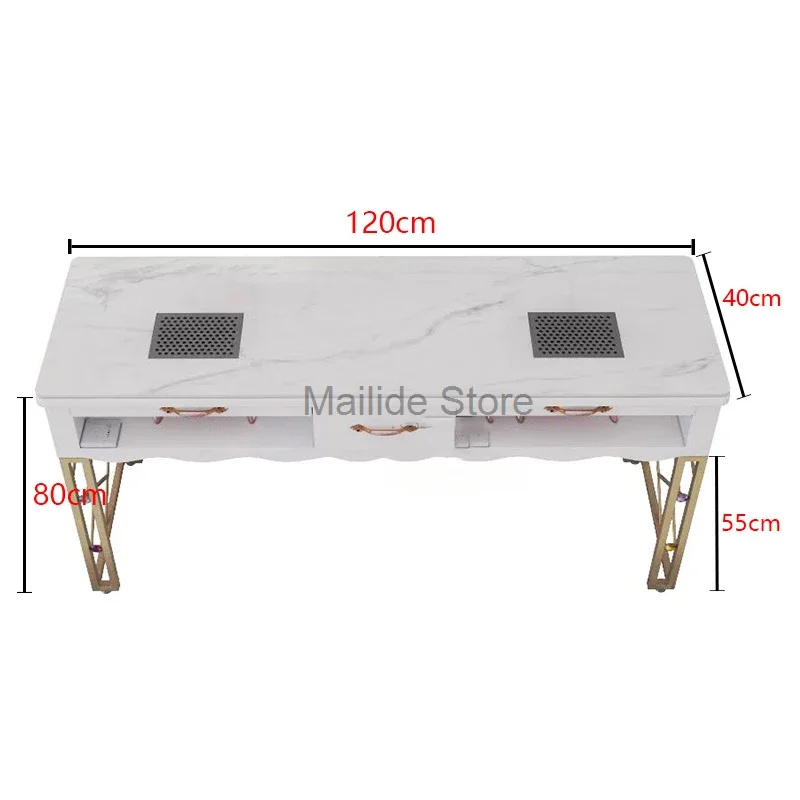 Nordic Wrought Iron Nail Tables For Commercial Furniture Nail Station Light Luxury Upscale Multifunction Marble Manicure Tables