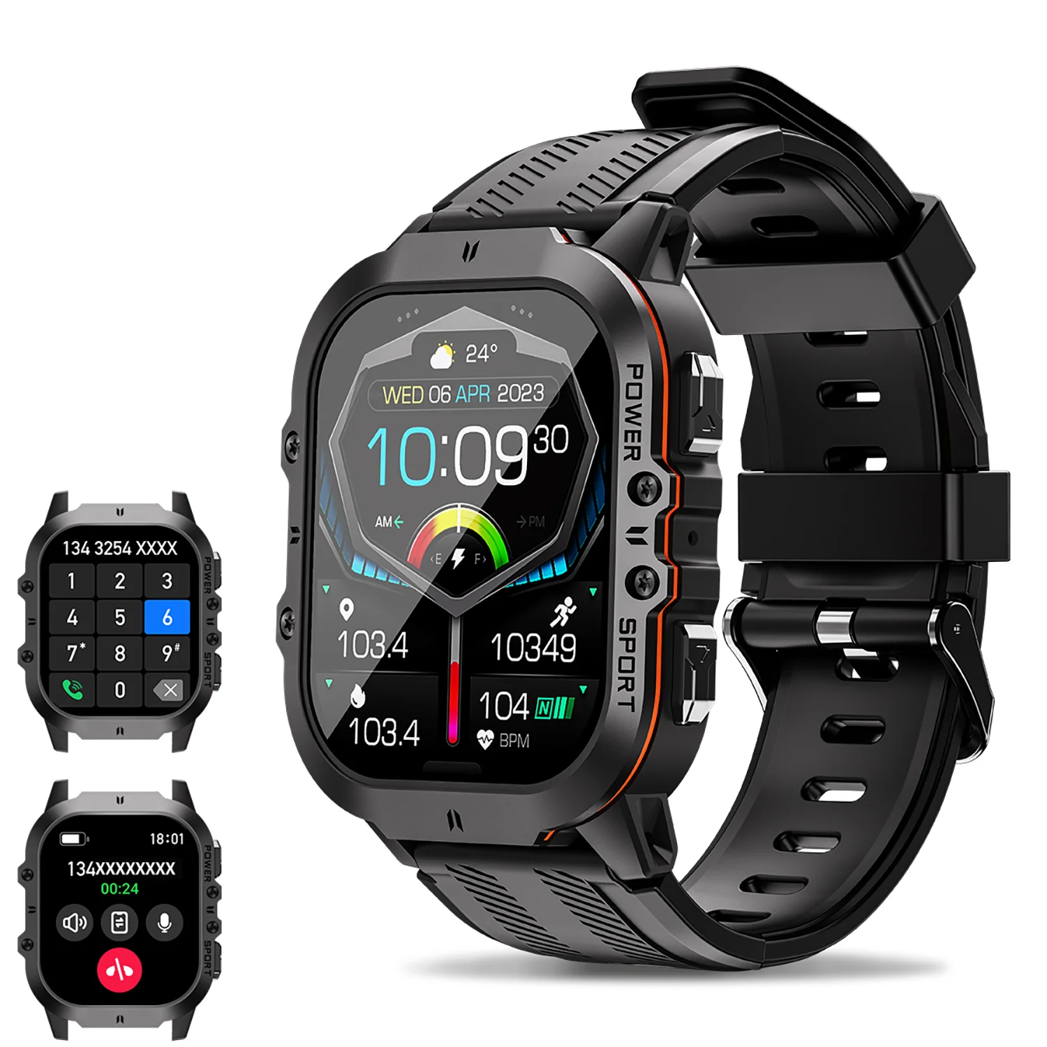 Relógio Inteligente, Bluetooth Chamada Smartwatch, Impermeável AO Ar Livre Relógio De Pulso Militar, 100 + Modos Esportivos,