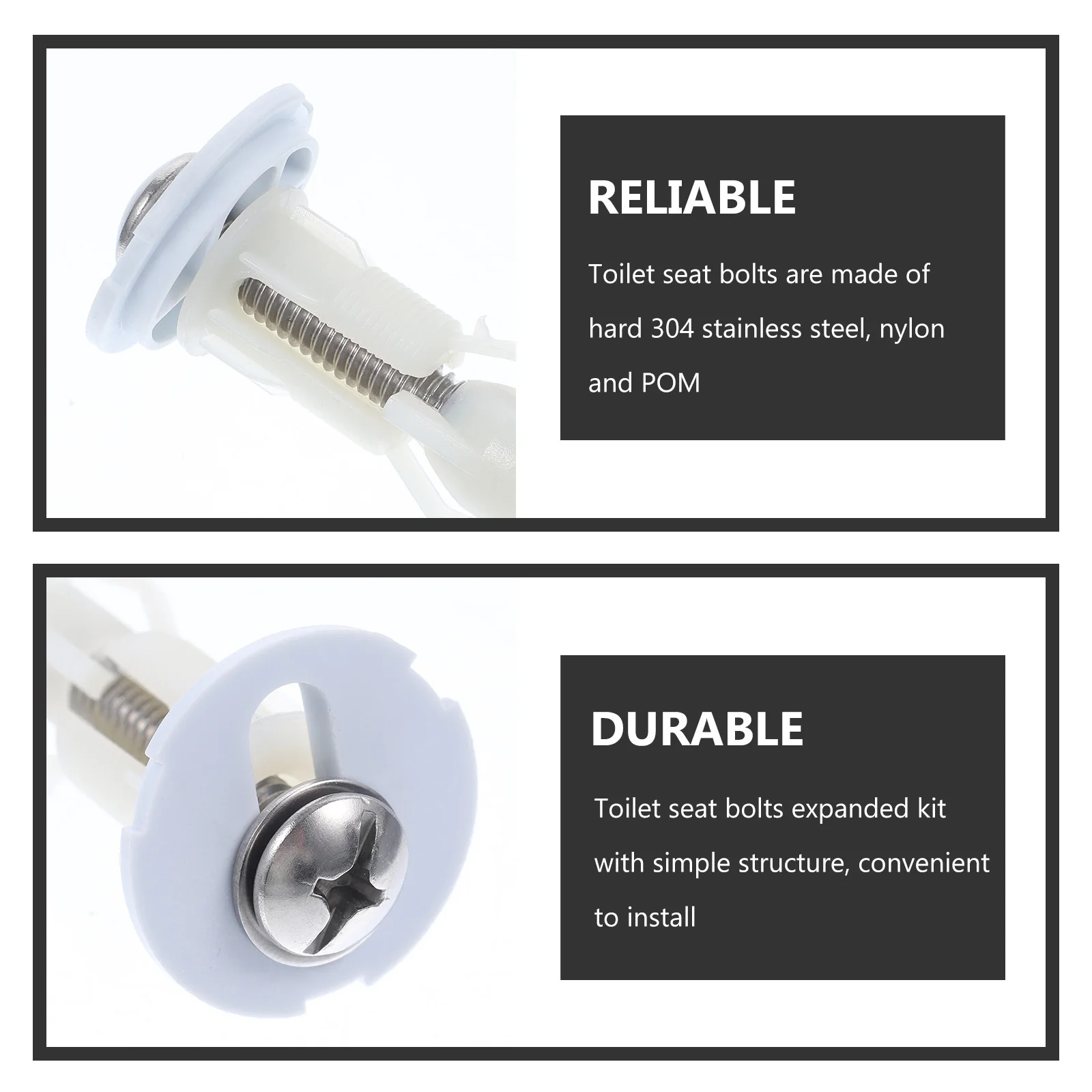 

10pcs Expansion Screw Repair Toilet Seat Bolts Stainless Steel Nylon POM Durable Installation Universal Fit Replacement Kit