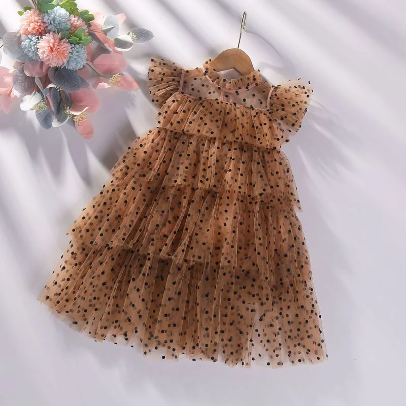 2022 New Girls Dress Stars Sequins Layered Dress Kids Princess Dresses Fashion Children\'s Clothing Sexy Mesh Tutu Skirts Girl