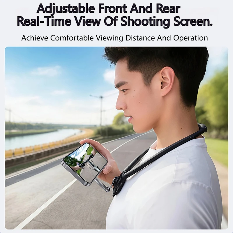 Nekhangende magnetische telefoonhouder Metaal Opvouwbaar Roterend Eerste hoek Schieten Buitensporten Fietsen Fotografiehouder