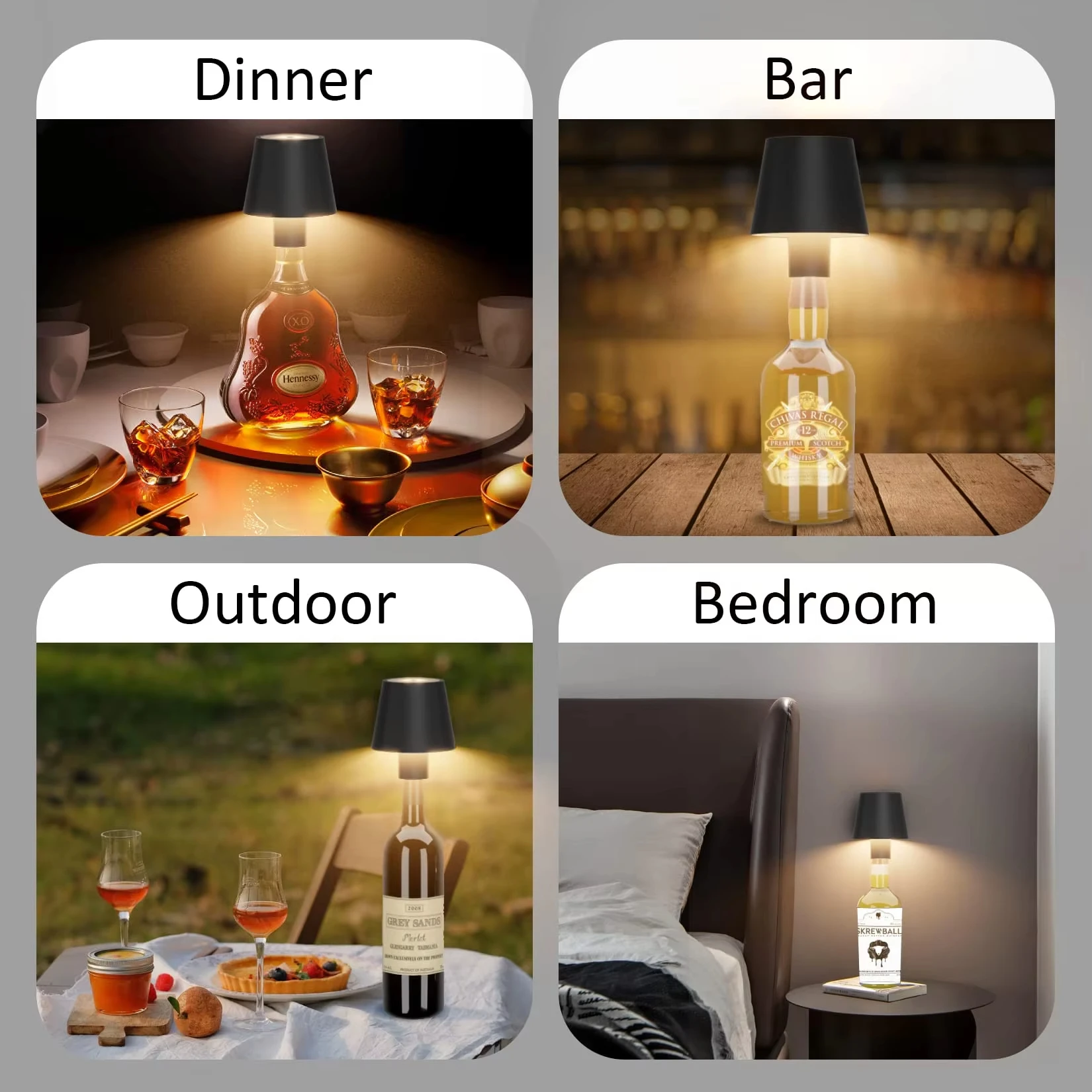 Wireless Bottle Lamp USB Rechargeable Touch Control Table Lamp 3 Colors Stepless Dimming Night Lamp For Bars Wine Bottles Decor
