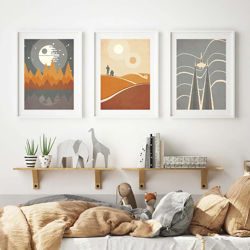 Affiches et impressions de la série Boho Space Wars, cadeaux pour les amateurs de science-fiction, art mural pour chambre de garçons, peinture sur toile, décoration de la maison