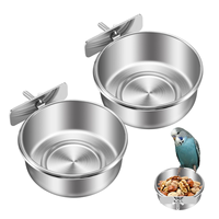 2 Pack Bird Cage Food Water Dispenser Parrot Food Dish Bird Feeder Cup for Cage, Stainless Steel Bird Food Holder Container for