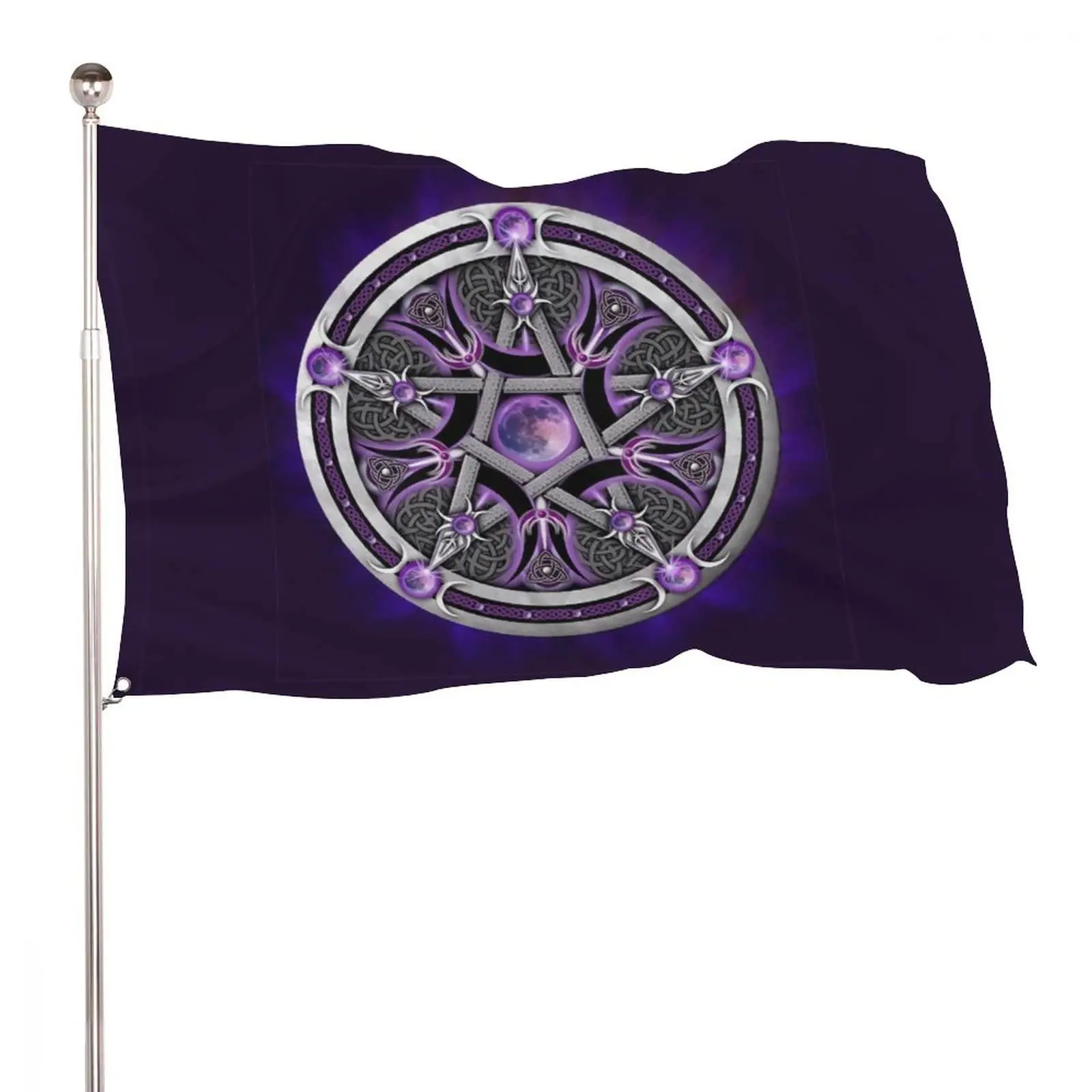 Wiccan Pagan Witch Flag Indoor Porch Outdoor Decorations Double Stitched with Brass Grommets Vivid Color Purple for Women Men