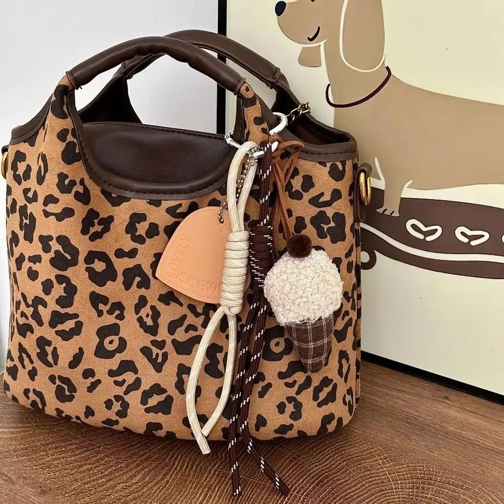 Plaid Bear Keychain Cake Ice Cream Braided Rope Keyring Bag Charm Cute Creative Backpack Hanging Decoration Plush