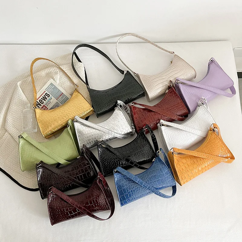 Solid Color PU Leather Women's Underarm Bag New Luxury Designer for Female Casual Shoulder Bag Tote Clutch Purse Banquet Handbag