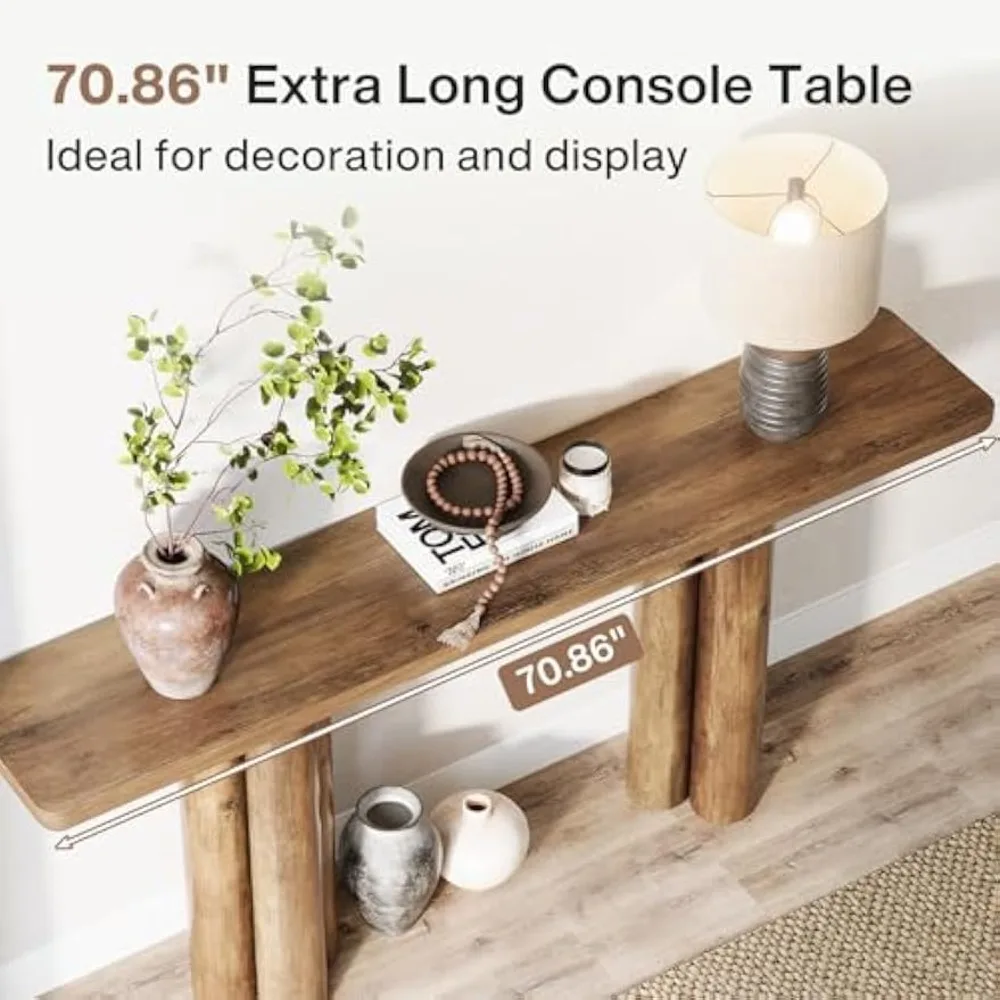 70.9-Inch Extra Long Console Table, Farmhouse Wood Sofa Table Behind Couch, Rustic Narrow Entryway Table for Living Room