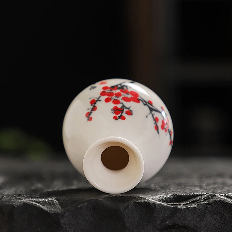 Mini vase en céramique blanc rétro, style chinois, décoration d'intérieur, ornement pour bouilloire à glace sèche, artisanat floral DIY, cadeau, miniatures de niche