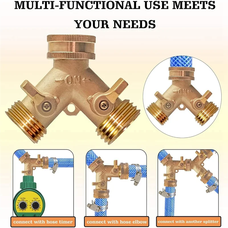 

FYBL-двойной выходной латунный садовый шланг Y-разветвитель, 3/4 дюйма с 2 спиральными удлинителями пружины для защиты шланга