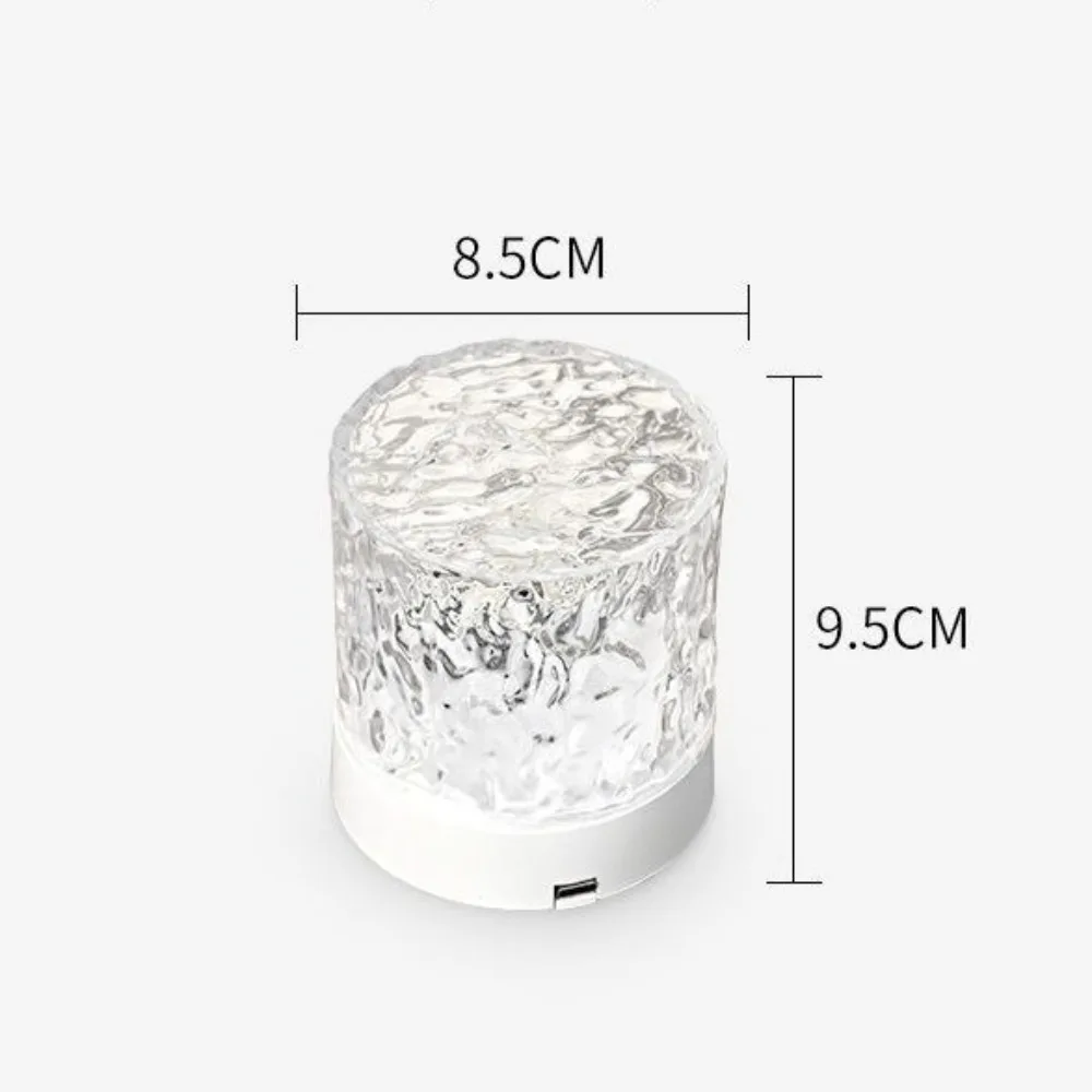 Water Ripple Projector Night Light Dynamic Rotating Flame Crystal Lamp 3/16 Colors Home Decoration Bedside Decorative Lamps