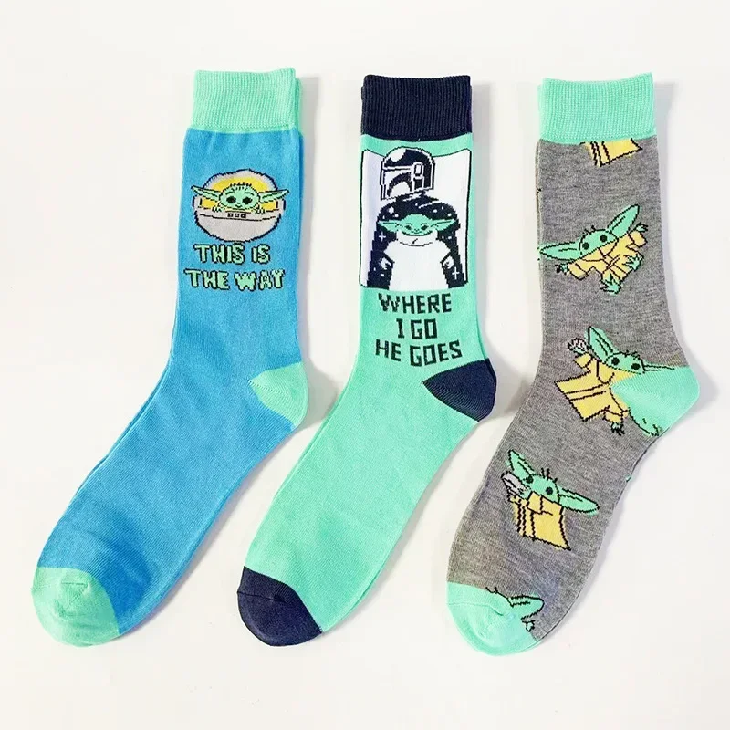 Star Wars Baby Yoda Cartoon Anime Funny Socks Men Hip Hop Print Cotton Socks Harajuku Happy Comfortable Skateboard Socks Gift