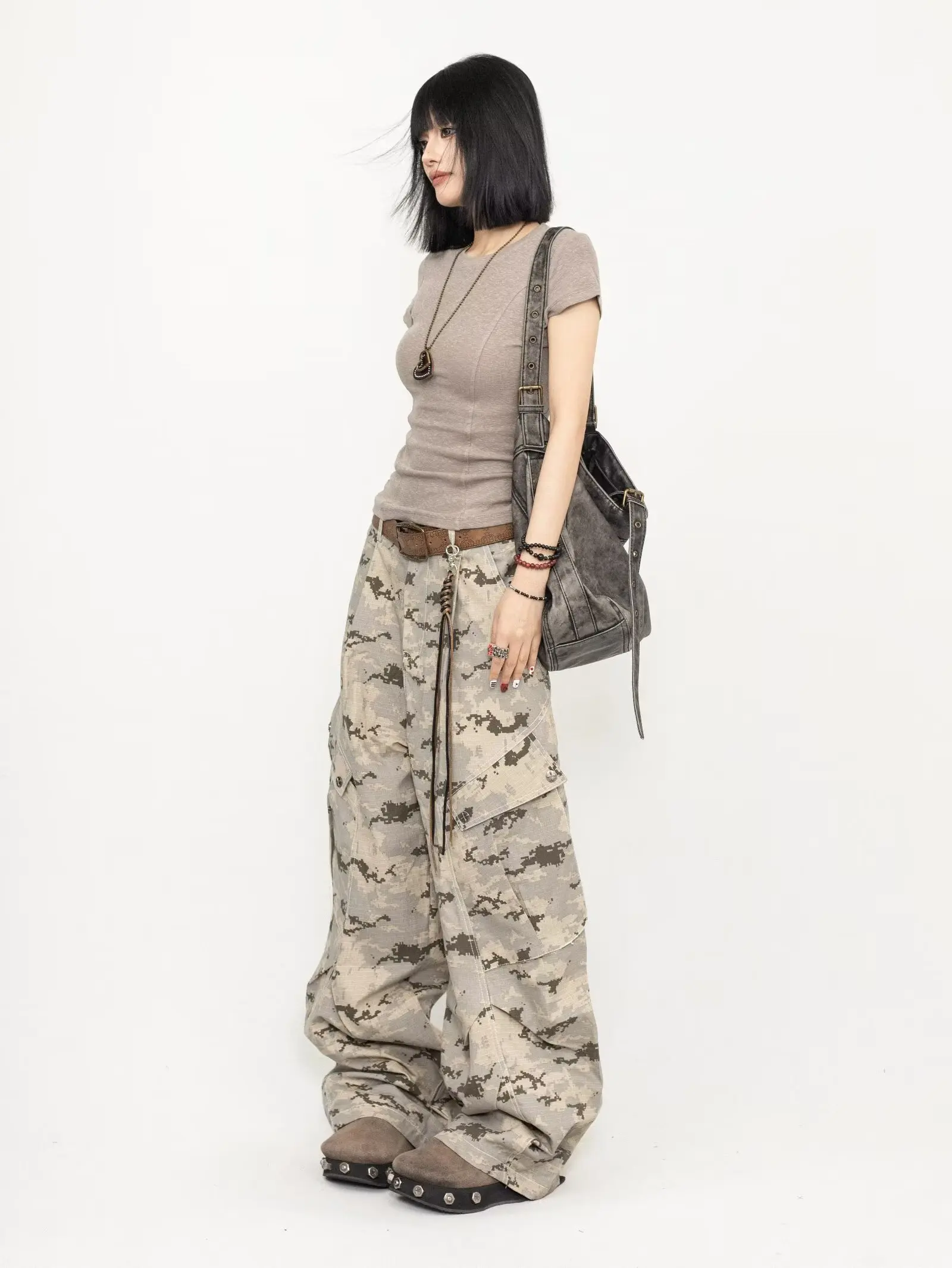 American Retro New Loose Cargo Pants Y2K Fashion Street Slim Women Jeans Female High Waisted Basic Chicly Straight Leg Pants