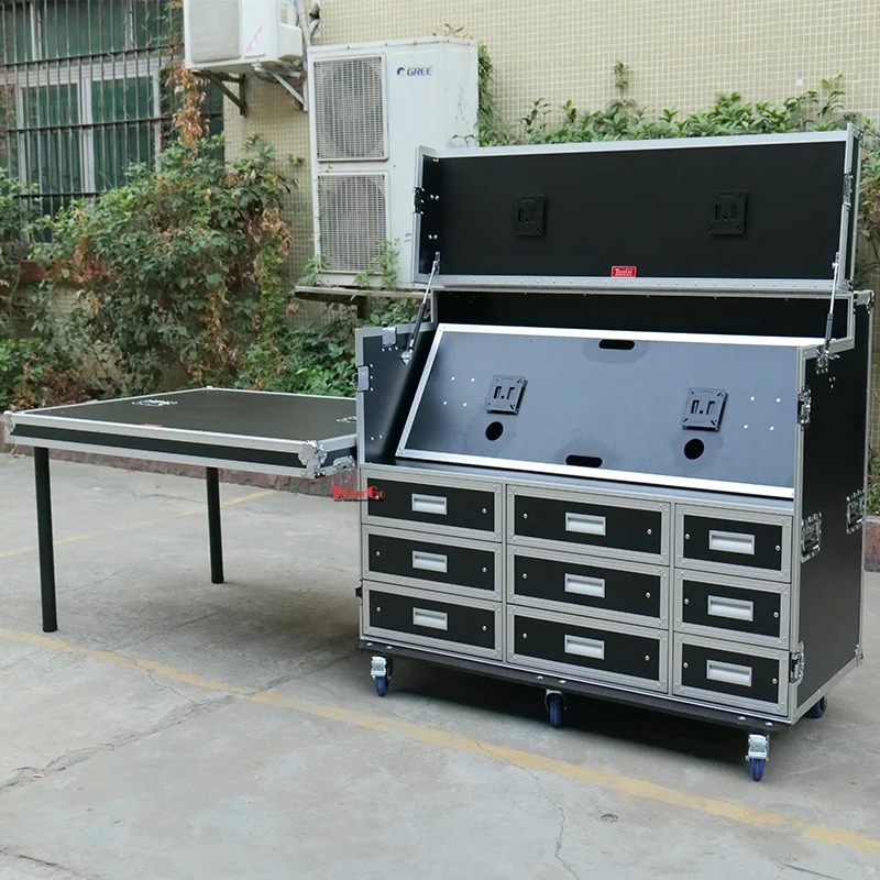 Customized Broadcasting Live Streaming Video Production Flight Case With 9 Drawer