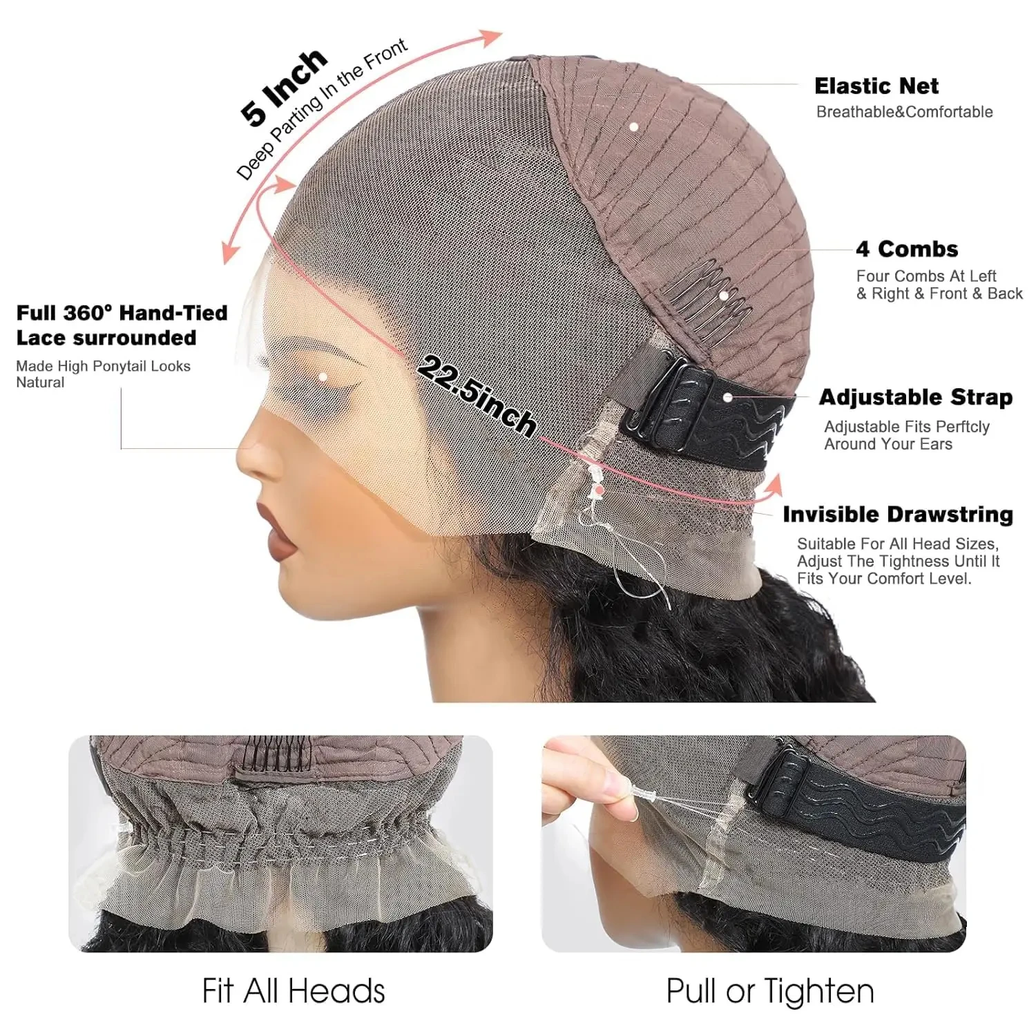 حزام غير مرئي HD 360 الدانتيل شعر مستعار أمامي شعر الإنسان عميق مجعد Precut 360 شعر مستعار دانتيل كامل الرباط دافئ صالح غلويليس شعر مستعار شعر الإنسان