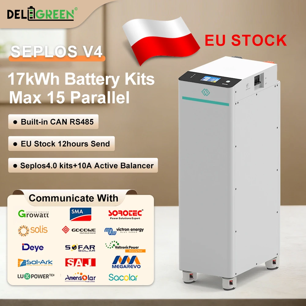 EU Stock Seplos 4.0 Kits 48V 280AH 320AH Lifepo4 Battery Box 1P16S 15kWh 17kWh 10A Active Balancer CAN RS485 Smart Touch Screen