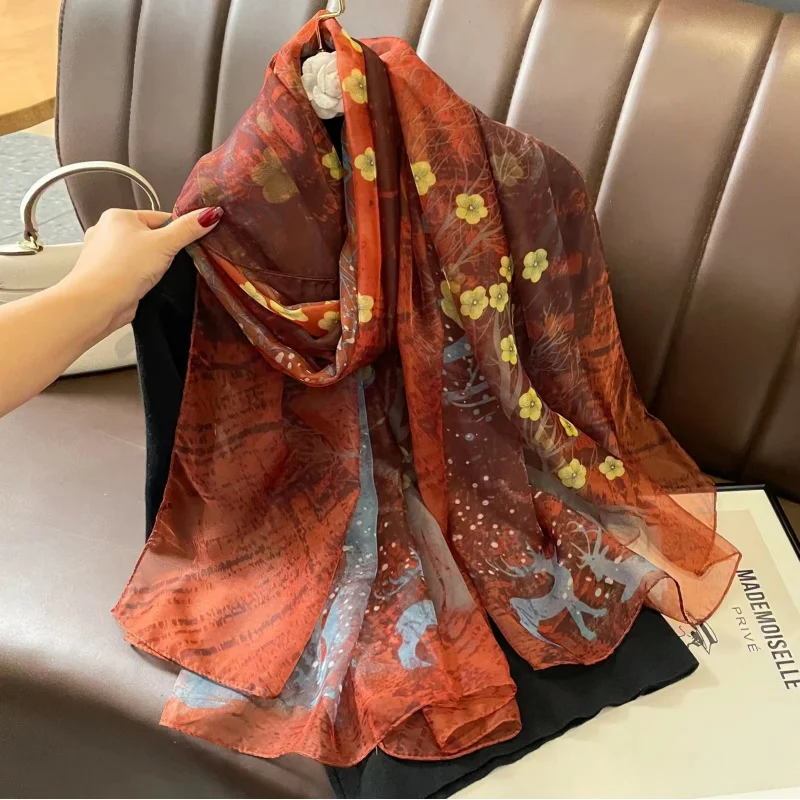 Fashionable long Jiangnan Style Summer Travel sun protection emulution Silk women's outer scarf shawl