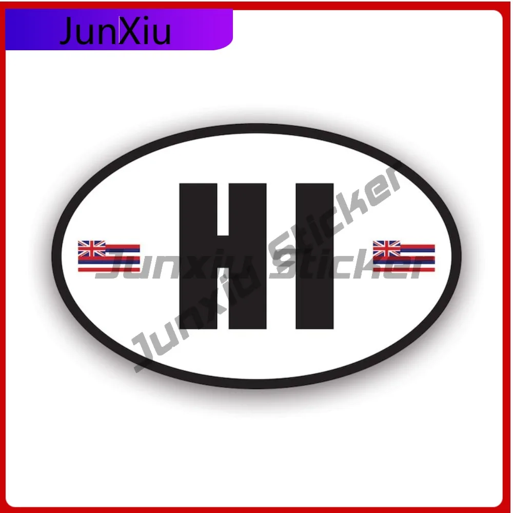 

Hawaii Flag Oval Weather Resistant Waterproof Classic For Car Window Bumper Laptop Easy Apply No Residue Decal Rear Windshield