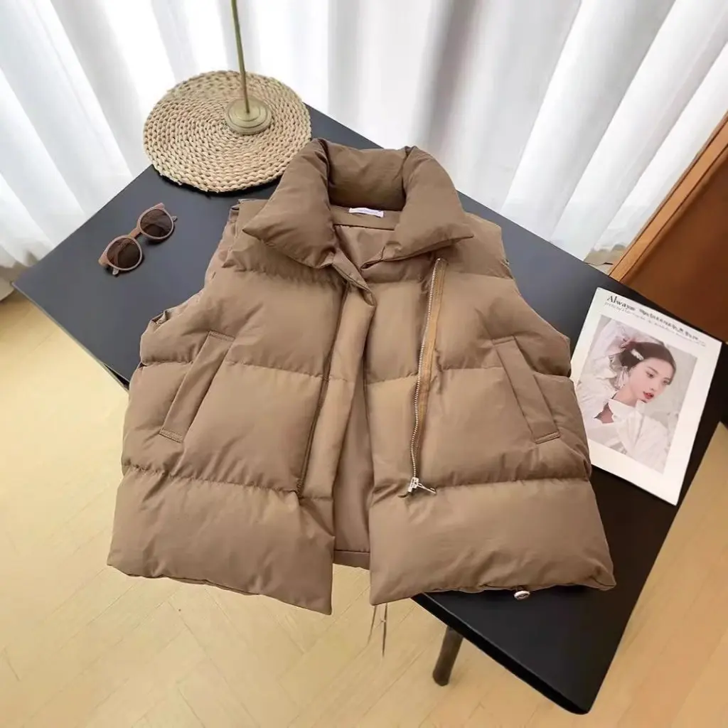 

Women's down Cotton Vest Short Outerwear Stand-Up Collar Autumn Winter New Fashionable Casual Jacket