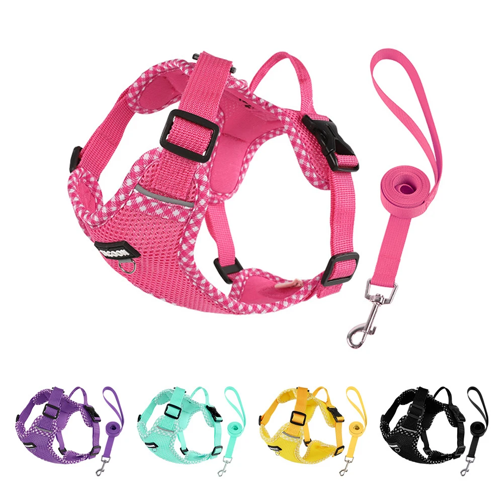Ultra Light Soft Dog Harness And Leash Set Breathable Mesh Vest_voghion.com