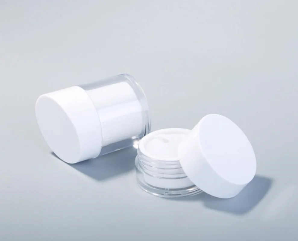 50G double wall white cream bottle plastic jar eye essence/moisturizer/gel/hair wax/serum emulsion skin care cosmetic packing