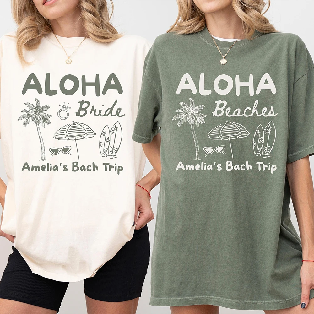 Hawaii Bachelorette Party Shirt Beaches Booze Besties Shirt Aloha Bride Shirt & Aloha Beaches Shirt for Bride Bridesmaid Comfort