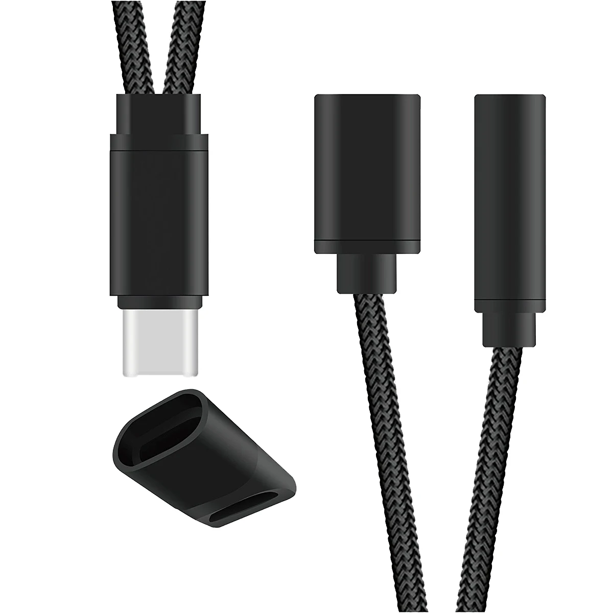 كابل محول مقبس سماعة الرأس 2 في 1 USB من النوع C إلى 3.5 مم يتمكن تشغيل الموسيقى أثناء شحن محول USB من النوع