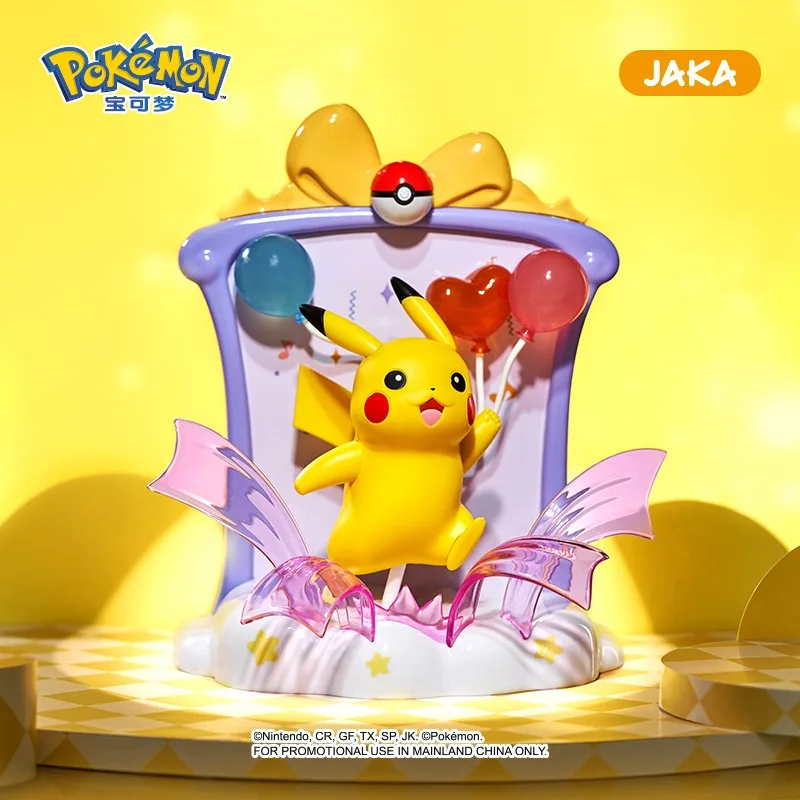 JAKA Pokémon Fatto a Mano Genuino Assemblaggio Happy Party Cornice per Foto Anime Figura Gengar Pikachu Eevee Desktop Ornamento Regali