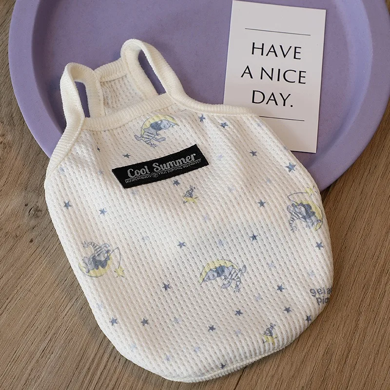 Pet Dog Summer Thin Clothes Waffle Cute Tank Top with Ins Air Conditioning Shirt Small Dog Supplies Puppy Clothes Cooling Vest - Image 2