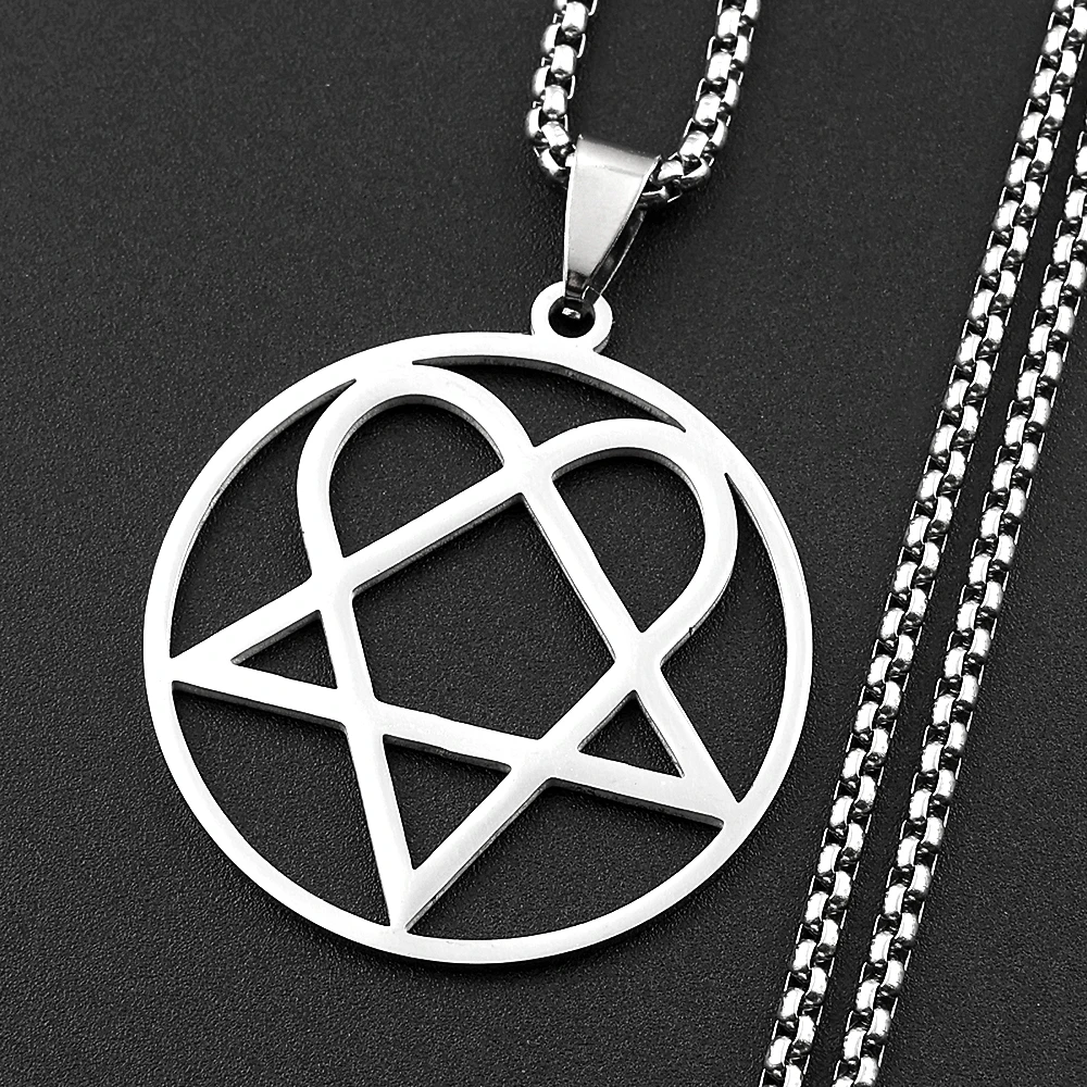 Heartagram Star Heart Him Kette für Männer und Frauen, Edelstahl, Musikband, Egirl, Hiphop, Anhänger, Halskette, Vintage-Schmuck, Geschenke – Detail 5