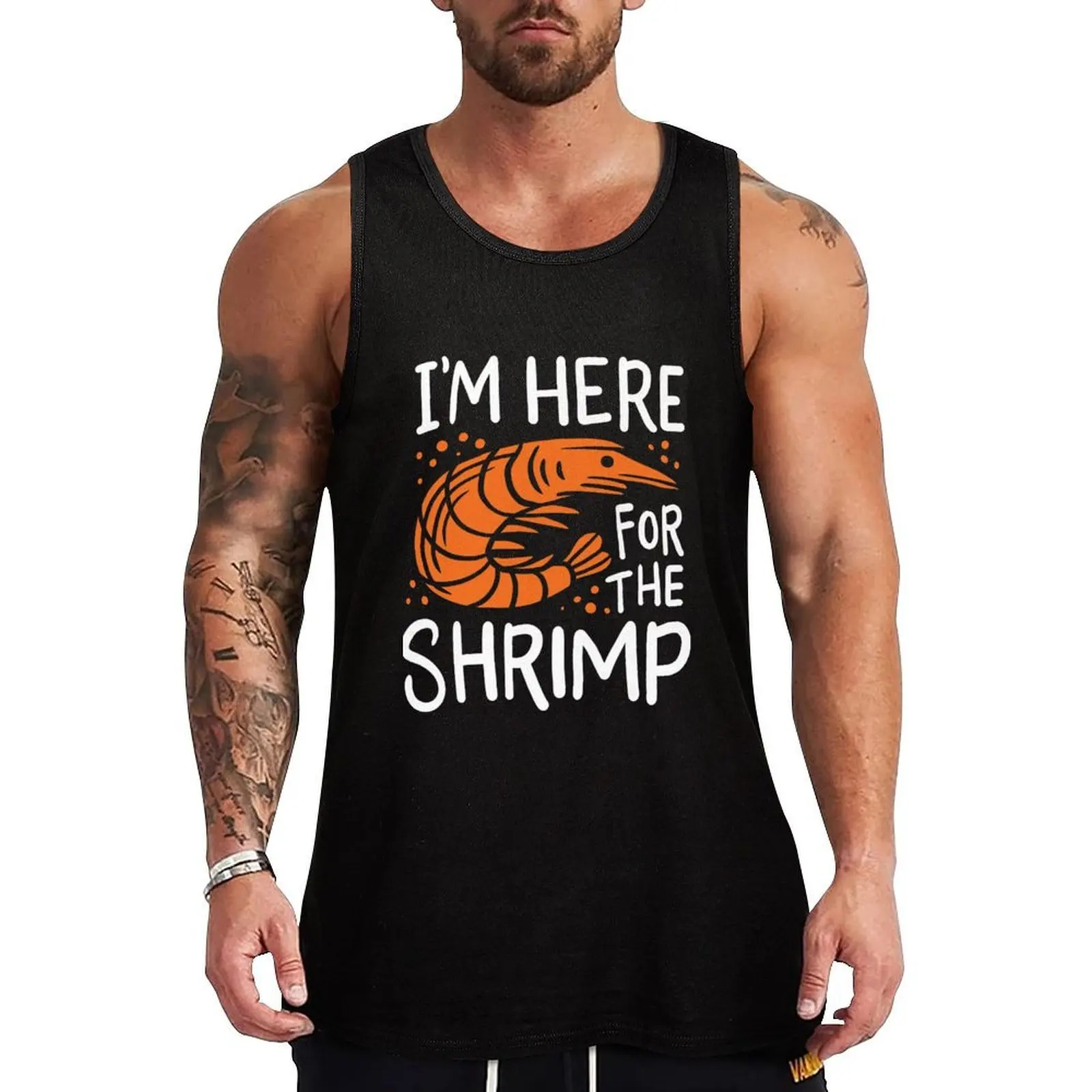 

Shrimp Seafood Tank Top clothes for men summer Gym wear Men's sleeveless t-shirt