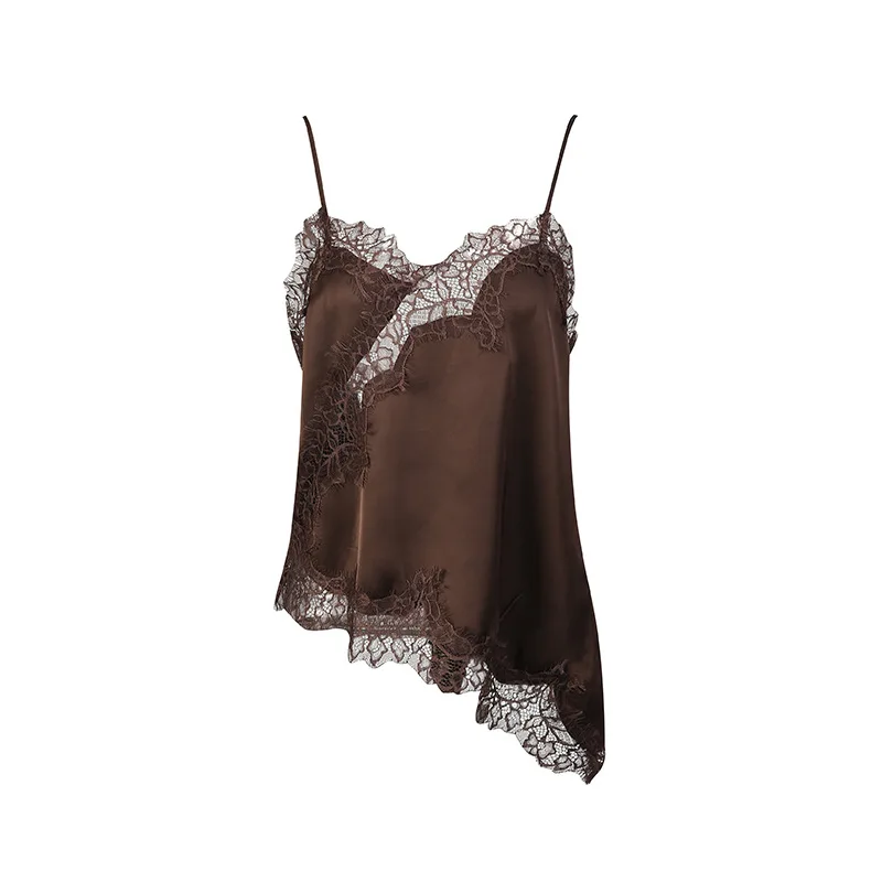 

Сексуальная камзол в стиле пикантной девушки 26, весенний новый товар, высококачественный топ с выдолбленным узором, тонкий плечевой ремень, асимметричный подол