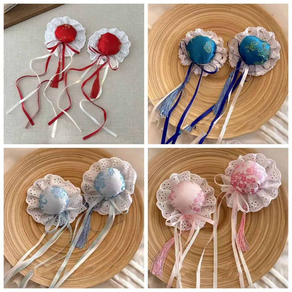 Pince à cheveux Chun-Li en dentelle pour chignon, coiffure Cheongsam en tissu, épingle à cheveux de Style chinois, Barrettes à volants, couvre-chef Cosplay pour dames/filles