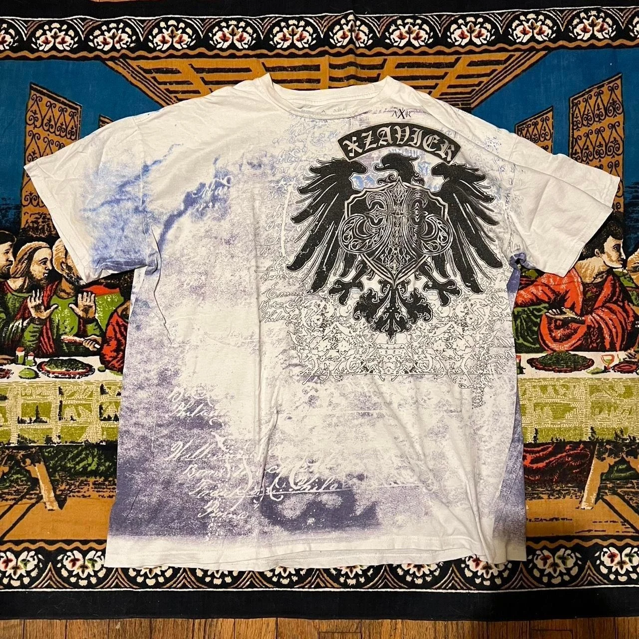 

Vintage Xzavier Unlimited Eagle Print T-Shirt Men's Gothic Retro Streetwear Hip Hop Distressed Washed Tee Top