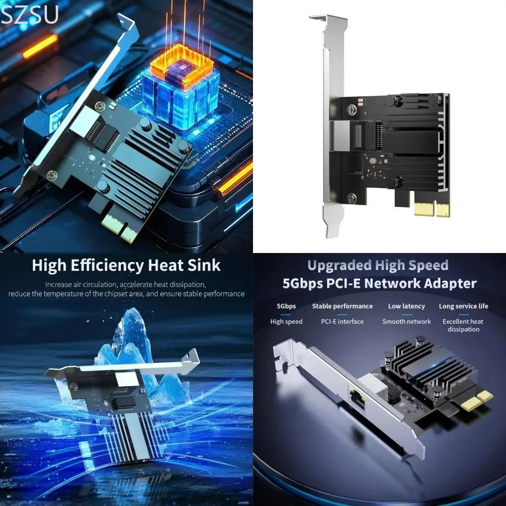 

SZSU P50 PCIe Networking Adapter Delivering 5000Mbps Speed Optimized For Gaming PC And Servers Environment
