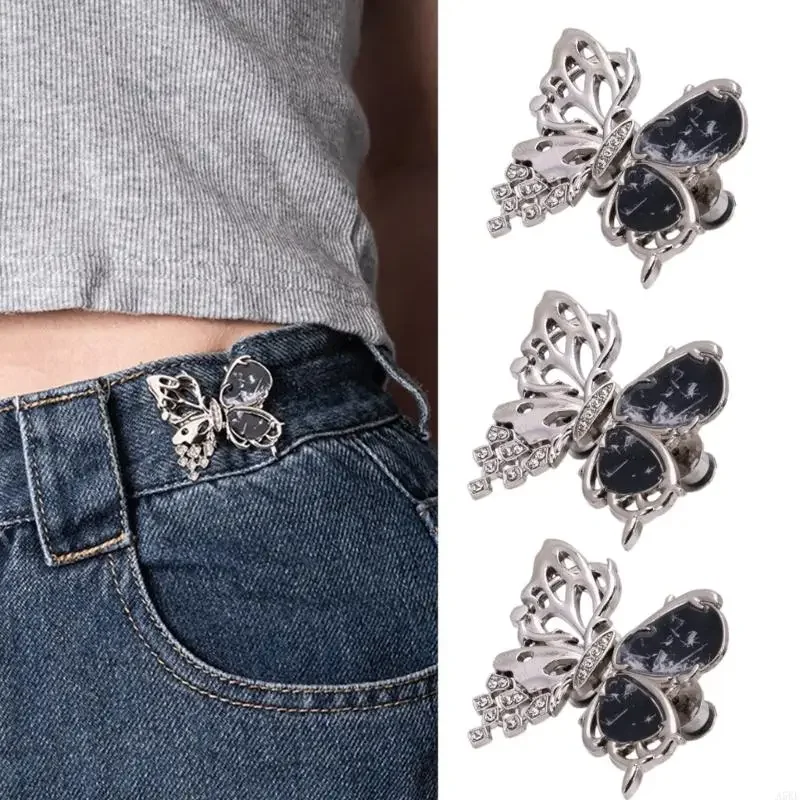 

3Pieces Waist Adjusters Pin with Butterfly Design Nonsewing Clothing Fasteners Fitness Pin For Jeans Trousers Skirt