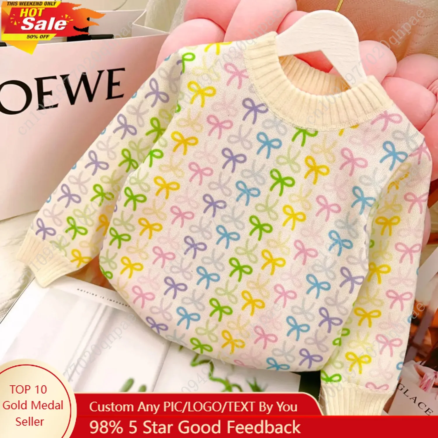 

Girls' sweater thickened autumn and winter new fashionable and good-looking children's knitted sweater girls' top sweet and cute