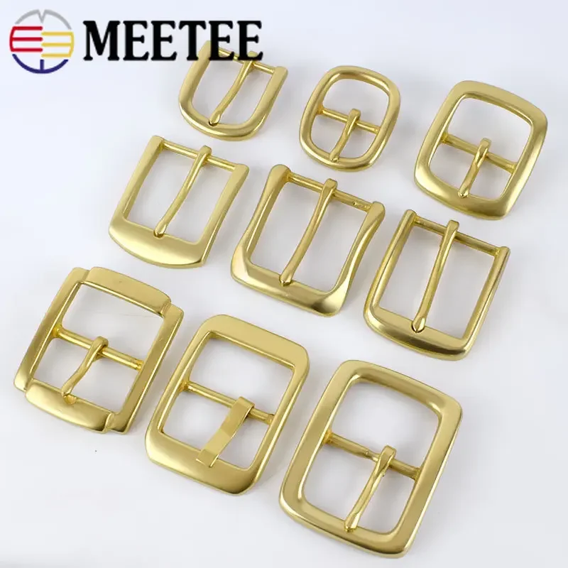 Meetee 1Pc 30/35/40mm Pure Brass Belt Buckle Copper Pin Buckles Waistband Head Jeans Decor Band Clasp Leather Crafts Accessories