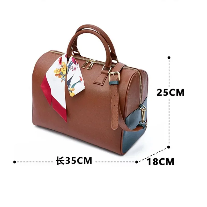 Luxury V Design Unisex KPOP Boys Boston Handbag Mute Bostons PU Large Capacity Shoulder Bags with Silk Scarf Crossbody Bags