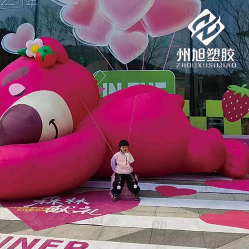 Inflatable cartoon rose red wear flower bear animal mascot Children's activities playground shopping mall decorative props