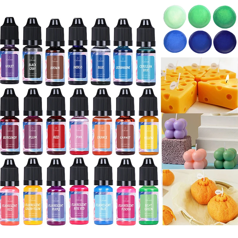 10ml Resin Pigment Liquid Colorant Candle Wax Pigmen For Handmade Candle Soap Resin Coloring Dye Epoxy Mold Craft 24colors