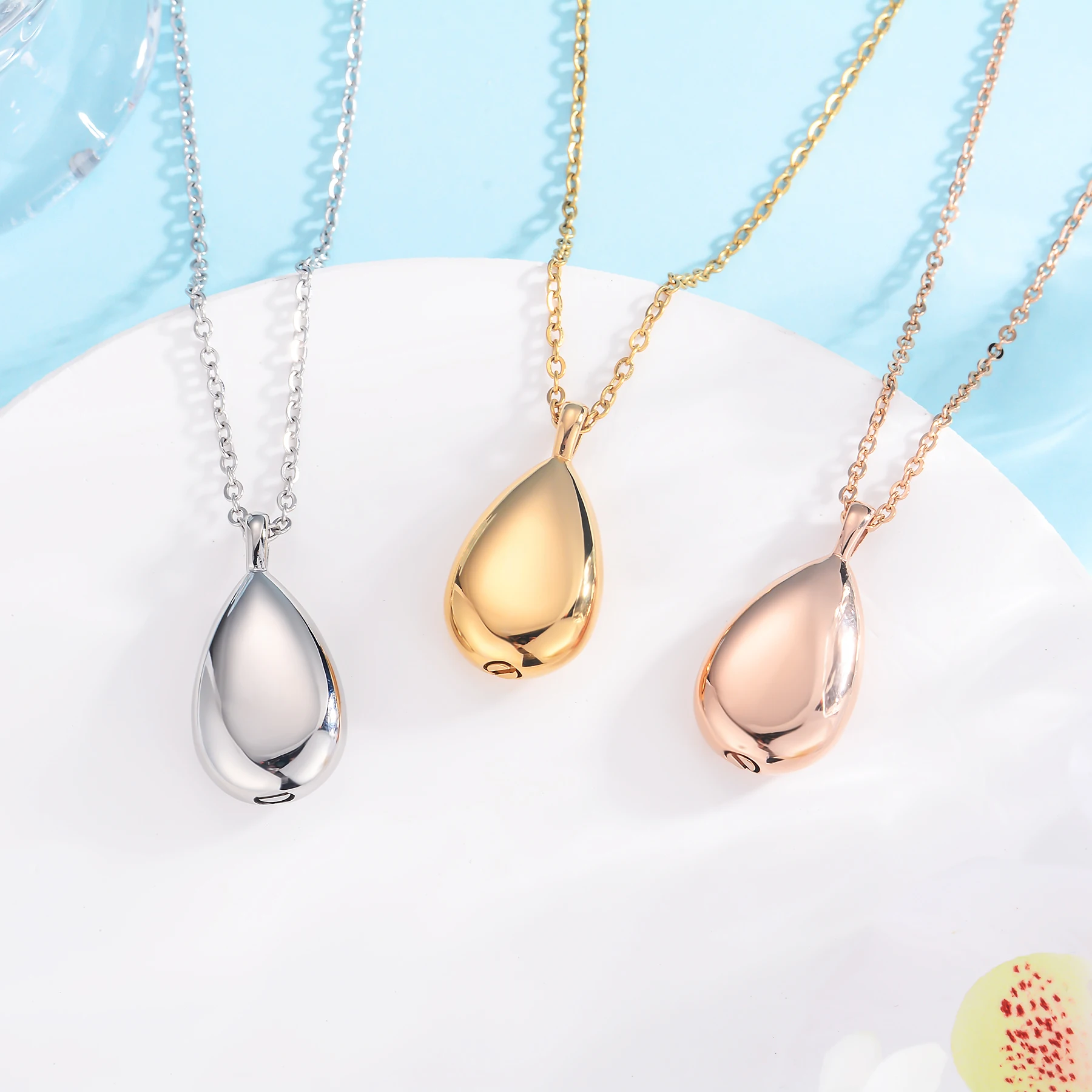Stainless Steel Cremation Jewelry Keepsake Urn Necklace for Ashes Teardrop Locket Pendant Memorial Jewelry for Ashes for Dad Mom