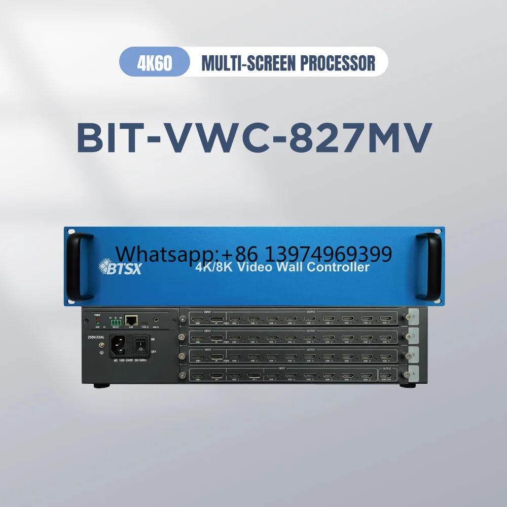 4K 8K Video Wall Controller Multi Screen Processor for DP Input/Output Modular Chassis IP43 Rated Metal Digital Signage